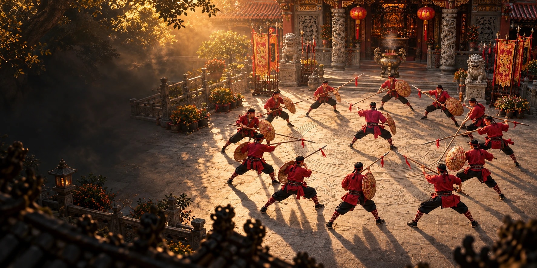 宋江陣文化主題插畫