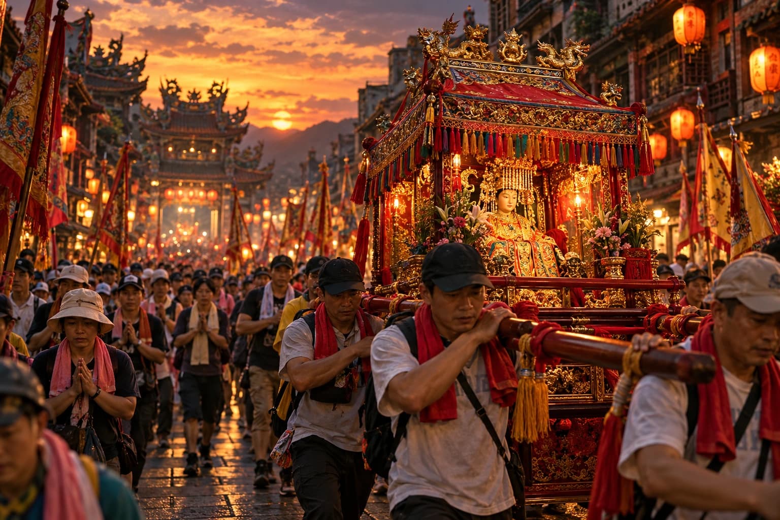 大甲媽祖遶境・信仰之旅文化主題插畫